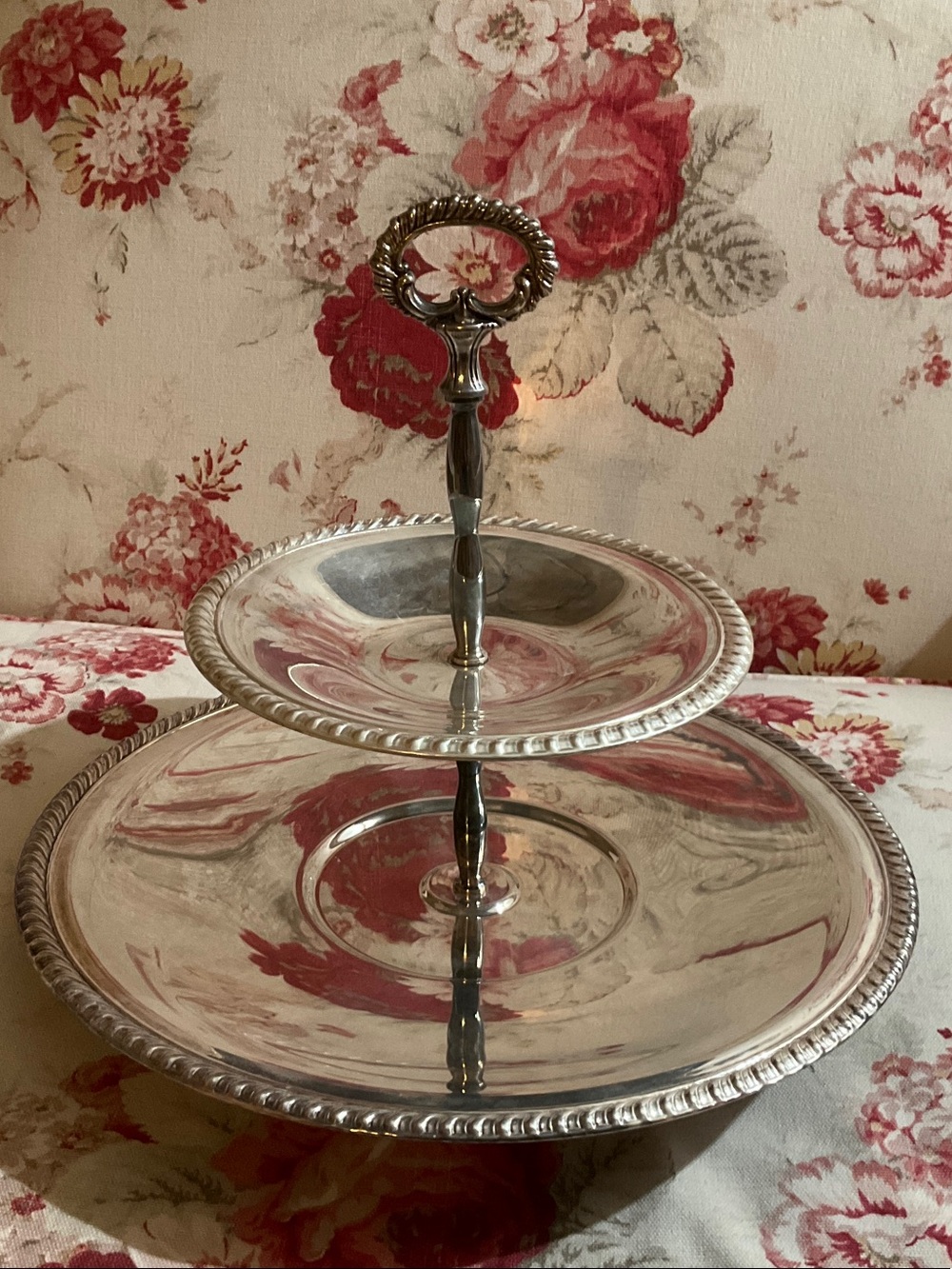 Two-Tier Silver Serving Stand - Elegant Silver Tone